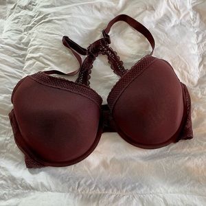 Women's Ace Lightly Lined Lace Trim Demi Racerback Bra - Auden™ (Color Mulberry)